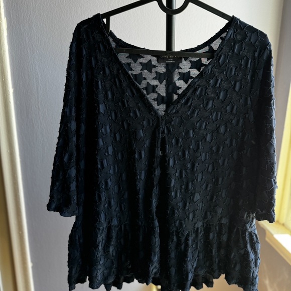 Lane Bryant Tops | Lane Bryant Textured Star
Peplum Button Front Top - Picture 2 of 3